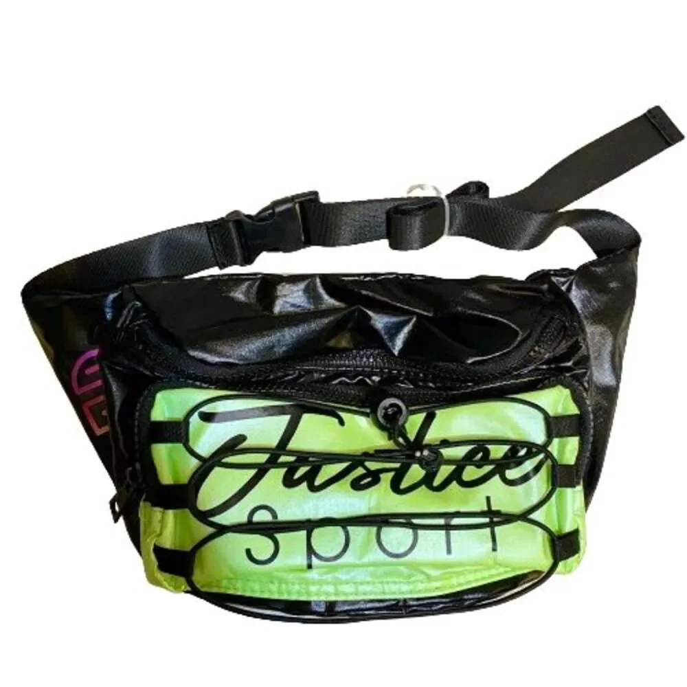 Girls Belt Bag Fanny Pack Justice Sport Activewear Lime Green & Black Nylon